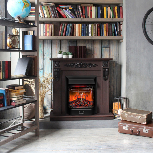 Электрокамин RealFlame Dominica DN орех с очагом Majestic Lux Black RC фото 4