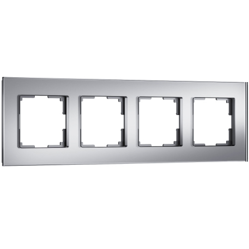 Рамка из стекла на 4 поста Senso серебряный soft-touch W0043106