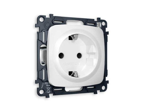 Комплект механизма электрической розетки AMBRELLA VOLT OMEGA Белый матовый с/з с шторками QUANT (OP1270, VM141) MO127010