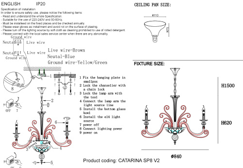 Люстра Crystal Lux CATARINA SP8 V2 GOLD/TRANSPARENT-COGNAC фото 2