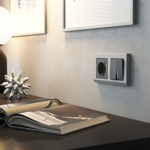 Розетка с заземлением, шторками и USB тип A+C (графит матовый) W1171764 фото 3 Розетка с заземлением, шторками и USB тип A+C (графит матовый) W1171764 фото 3