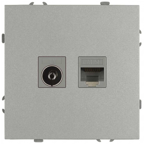 Розетка ЭРА Galaxy 15-3110-03 комбинированная RJ45+TV IP20 алюминий Б0070780 Розетка ЭРА Galaxy 15-3110-03 комбинированная RJ45+TV IP20 алюминий Б0070780
