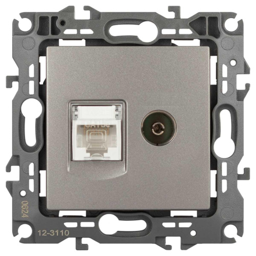 Розетка ЭРА Серия 12 12-3110-16 комбинированная RJ45+TV, титан Б0065646