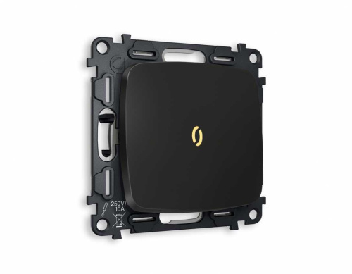 Комплект механизма 1-кл выключателя AMBRELLA VOLT с подсветкой 3200K OMEGA Черный матовый QUANT (OP8020, VM101, G11Y) MO802010