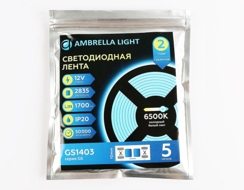 Светодиодная лента Ambrella Light 17W/m 240LED/m 2835SMD холодный белый 5M GS1403 фото 6