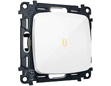 Комплект механизма 1-клавишного выключателя с самовозвратом с подсветкой 3200K Ambrella Volt OMEGA Белый глянец QUANT (OP1020, VM113, G11Y) MO102050