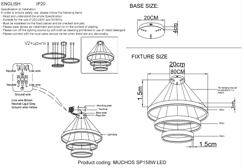 Люстра Crystal Lux MUCHOS SP158W LED GOLD фото 5