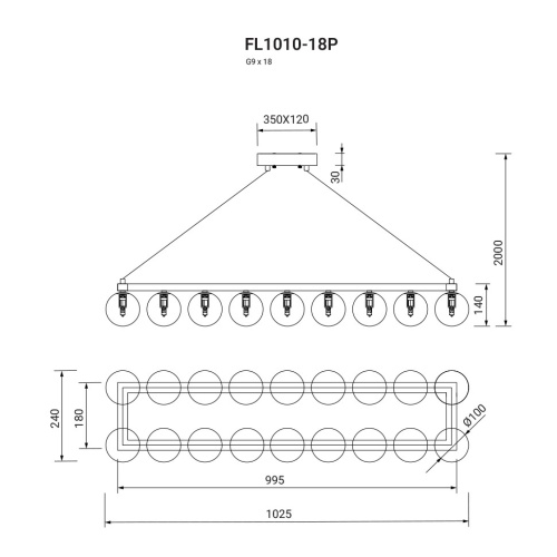 Люстра подвесная Bola de nubes FL1010-18P фото 2 Люстра подвесная Bola de nubes FL1010-18P фото 2