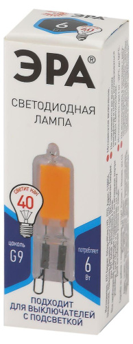 Лампа светодиодная ЭРА G9 6W 4000K прозрачная LED JCD-6W-GL-840-G9 Б0049086 фото 3