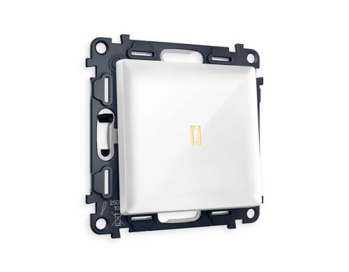 Комплект механизма 1-кл выключателя AMBRELLA VOLT с подсветкой 3200K ALFA Белый глянец QUANT (AP1020, VM101, G11Y)