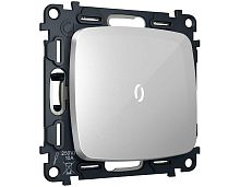 Комплект механизма 1-клавишного выключателя с самовозвратом с подсветкой 5600K Ambrella Volt OMEGA Серебро глянец QUANT (OP4020, VM113, G14W) MO402055