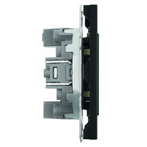 Розетка TV + компьютерная RJ-45 (механизм), STEKKER, RST00-5106-05, серия Эмили, черный уголь, soft touch фото 4
