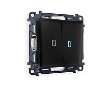 Комплект механизма 2-кл выключателя AMBRELLA VOLT с подсветкой 10000K ALFA Черный матовый QUANT (AP8040, VM115, G17B) MA804020