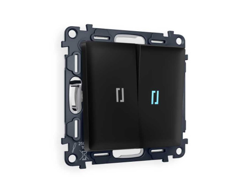 Комплект механизма 2-кл выключателя AMBRELLA VOLT с подсветкой 10000K ALFA Черный матовый QUANT (AP8040, VM115, G17B) MA804020