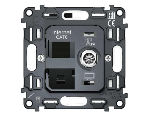 Механизм розетки компьютерной + TV оконечной RJ-45 (8P8C) AMBRELLA VOLT VM VM195 Механизм розетки компьютерной + TV оконечной RJ-45 (8P8C) AMBRELLA VOLT VM VM195