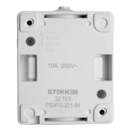Выключатель 2-клавишный, STEKKER, PSW10-121-54, открытой установки, 250В, 10А, IP54, серый/графит фото 3