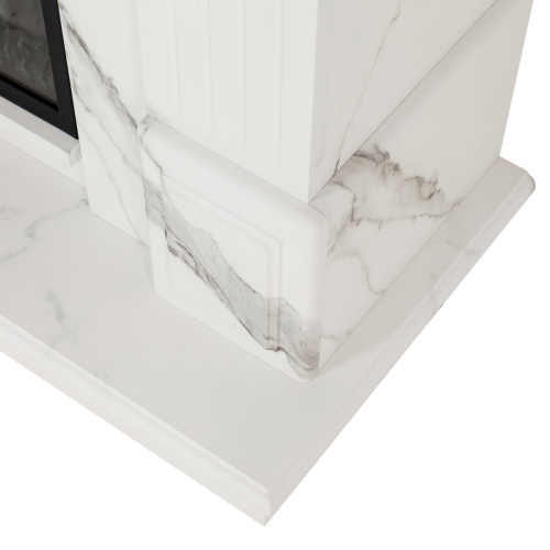 Каминокомплект CAROLINA/БОСТОН Мрамор белый с очагом Электроочаг EVRIKA 25.5 фото 7