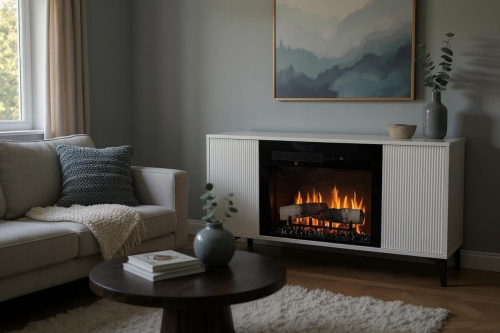 Каминокомплект НАОМИ Белый с очагом Электроочаг MIRAGE/МИРАЖ 25 фото 4