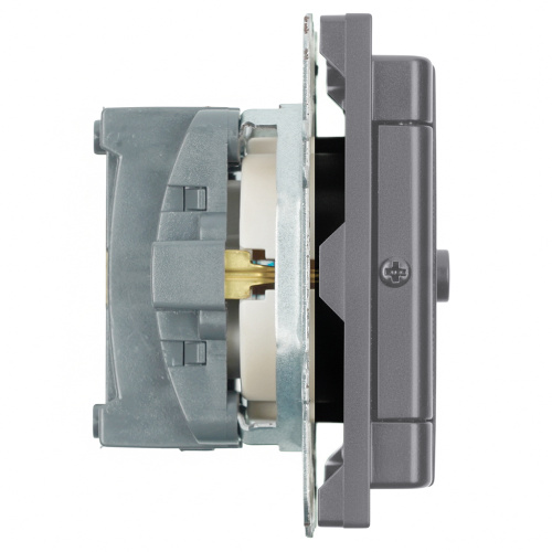 Розетка 1-местная с крышкой с защ. штор, STEKKER, с/з, IP42, 250В, 16А, серия Эмили, RST16-5112-10, платиново-серый, soft touch фото 7