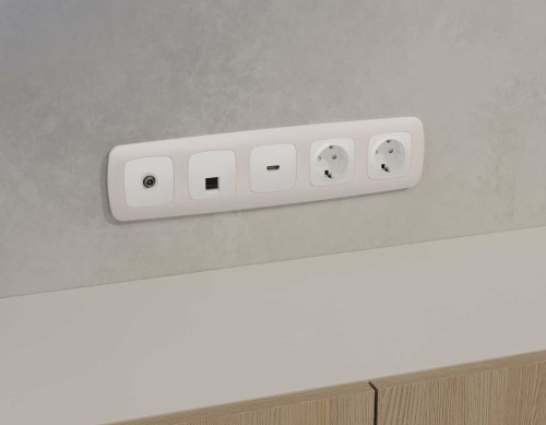 Комплект механизма компьютерной розетки RJ-45 экранированной с автоматической защитной шторкой OMEGA Белый матовый QUANT (OP1320, VM185) MO132005 фото 5