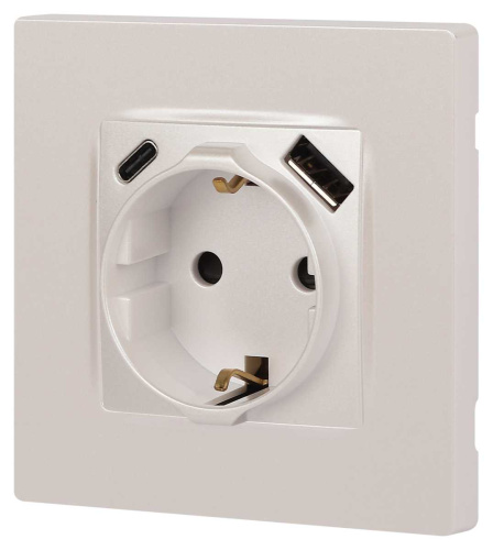 Розетка ЭРА Серия 12 12-4108-15 2P+E 16A-250В со шторками с USB type-A+C 5В-3А перламутр Б0067767 фото 4