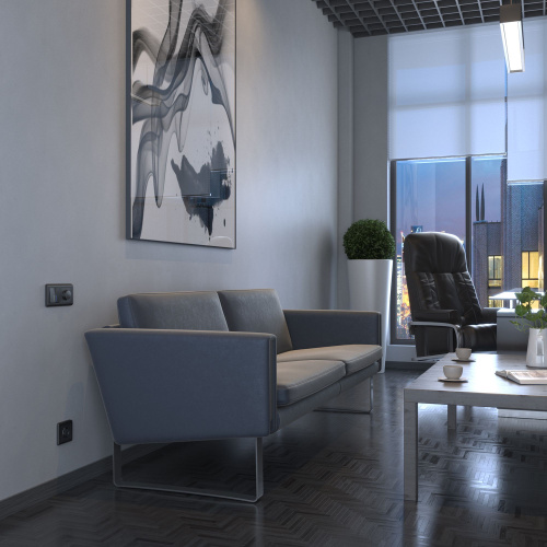 Рамка из поликарбоната на 2 поста Stream графит W0022104 фото 5