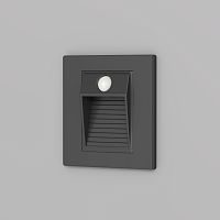 DK1020-BK Светильник встраиваемый в стену c датчиком движения, IP 20, LED 3000, 1 Вт, черный, пластик