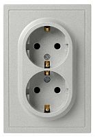 Розетка ЭРА Galaxy 15-2104-03 с заземлением двойная 2X2P+E Schuko 16А-250В IP20 алюминий Б0070681