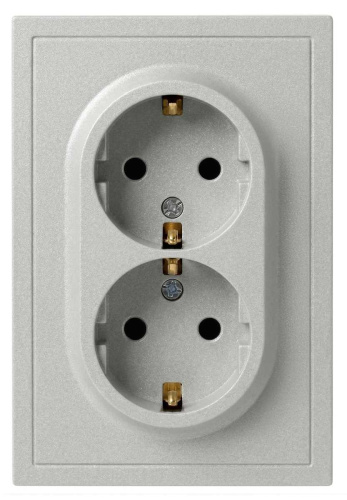 Розетка ЭРА Galaxy 15-2104-03 с заземлением двойная 2X2P+E Schuko 16А-250В IP20 алюминий Б0070681 Розетка ЭРА Galaxy 15-2104-03 с заземлением двойная 2X2P+E Schuko 16А-250В IP20 алюминий Б0070681