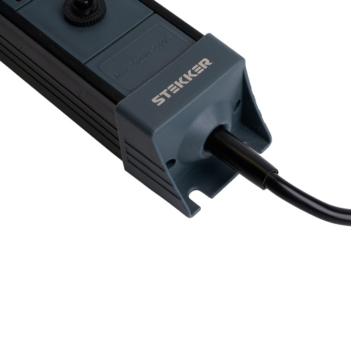 Сетевой фильтр 4-местный с/з STEKKER 3x1мм2, 5 м, 250В, 16А, серия Techno, HM22-41-05, черный фото 8