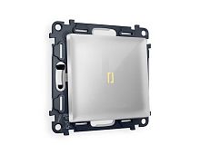 Комплект механизма 1-кл проходного выключателя AMBRELLA VOLT с подсветкой 3200K ALFA Серебро глянец QUANT (AP4020, VM105, G22Y) MA402030