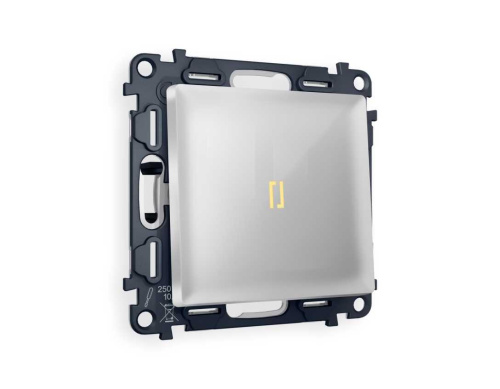 Комплект механизма 1-кл выключателя AMBRELLA VOLT с подсветкой 3200K ALFA Серебро глянец QUANT (AP4020, VM101, G11Y) MA402010