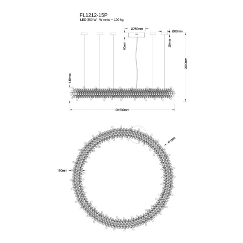 Подвесная люстра Augusto FL1212-15P фото 2