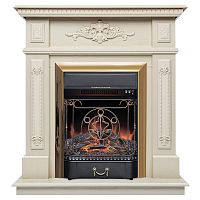 Электрокамин RealFlame Lilian WT жемчуг с очагом Majestic Lux Brass