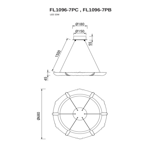Люстра подвесная Sauvage FL1096-7PB фото 2 Люстра подвесная Sauvage FL1096-7PB фото 2