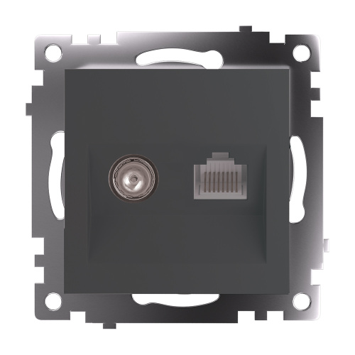 Розетка TV + компьютерная RJ-45 (механизм), серия Катрин, графит, GLS00-7106-06 фото 3