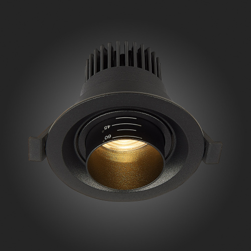 ST701.438.07 Св-к встр. Zoom Черный LED 1*7W 3000K 560Lm Ra 15°-60° IP20 D90xH65 170-240V Встраиваемые светильники фото 6