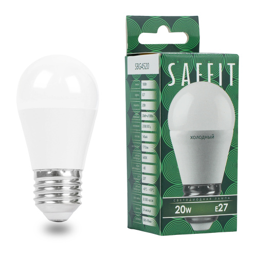Лампа светодиодная SAFFIT SBG4520 Шарик E27 20W 230V 6400K