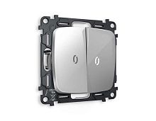 Комплект механизма 2-кл проходного выключателя AMBRELLA VOLT с подсветкой 5600K OMEGA Серебро глянец QUANT (OP4040, VM120, G25W) MO404035