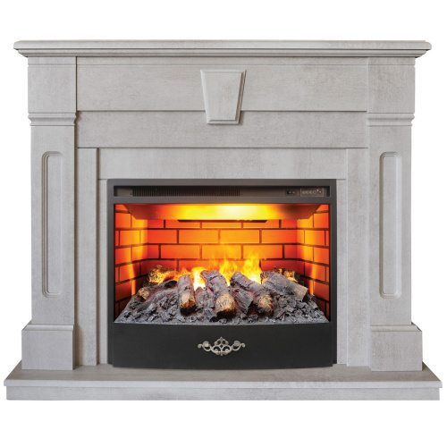 Электрокамин RealFlame Kellie 25,5/26 WT цвет белый камень с очагом 3D Firestar 25,5