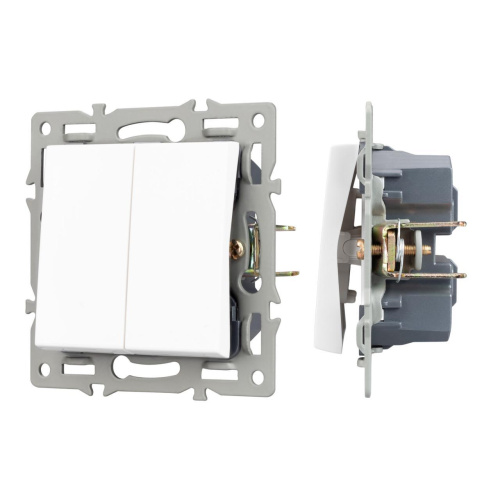Механизм выключателя двухклавишный непроходной SWT-MK02-PL-WH (250V, 16A) Arlight 043724