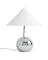 Серебристая лампа "Шанталь" с белым конусным абажуром
