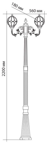 Светильник садово-парковый Feron PL3708 круглый, столб  2*60W 230V E27, черное золото фото 3