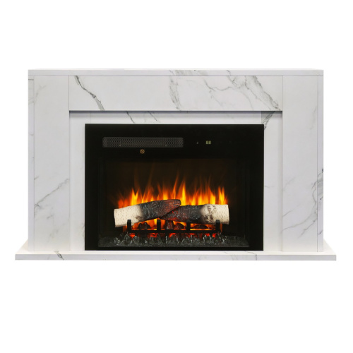 Каминокомплект LEGARDA/ЛОРЕНА Мрамор Каррара с очагом Электроочаг MIRAGE/МИРАЖ 25