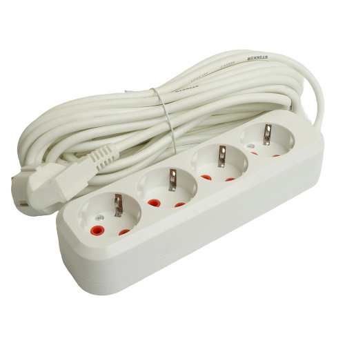 Удлинитель  четырехместный c/з STEKKER HM06-40-07 3x1мм2, 7м, серия Home (У10-429), белый фото 3