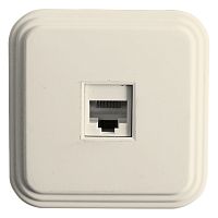 Розетка компьютерная 1-местная STEKKER, PST00-21-20 (РК8-01-БЖ), RJ-45, IP20, слоновая кость