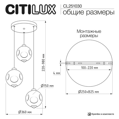 Подвесной светильник Citilux Noona CL251030 фото 3