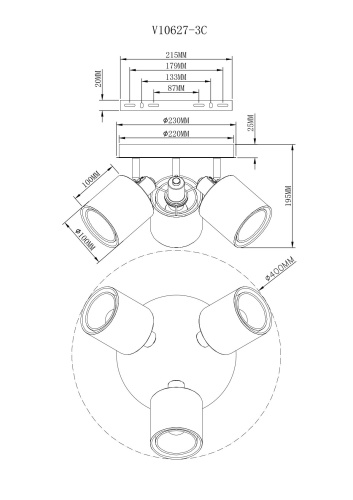 Светильник потолочный Moderli V10627-3C Room фото 3