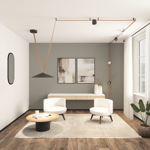 DK5668-BK Cветильник для трека-ремня Belty Smart, серия Flow, со светодиодом, D600*H122мм, 48V DC, 24W, RA90, 120°, 2700-6500K, IP20, черный, алюминий фото 5