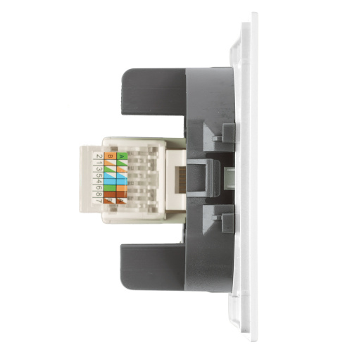 Розетка компьютерная 1-местная RJ-45 (механизм), STEKKER, серия Мия, RST00-3117-01, белая магнолия фото 3